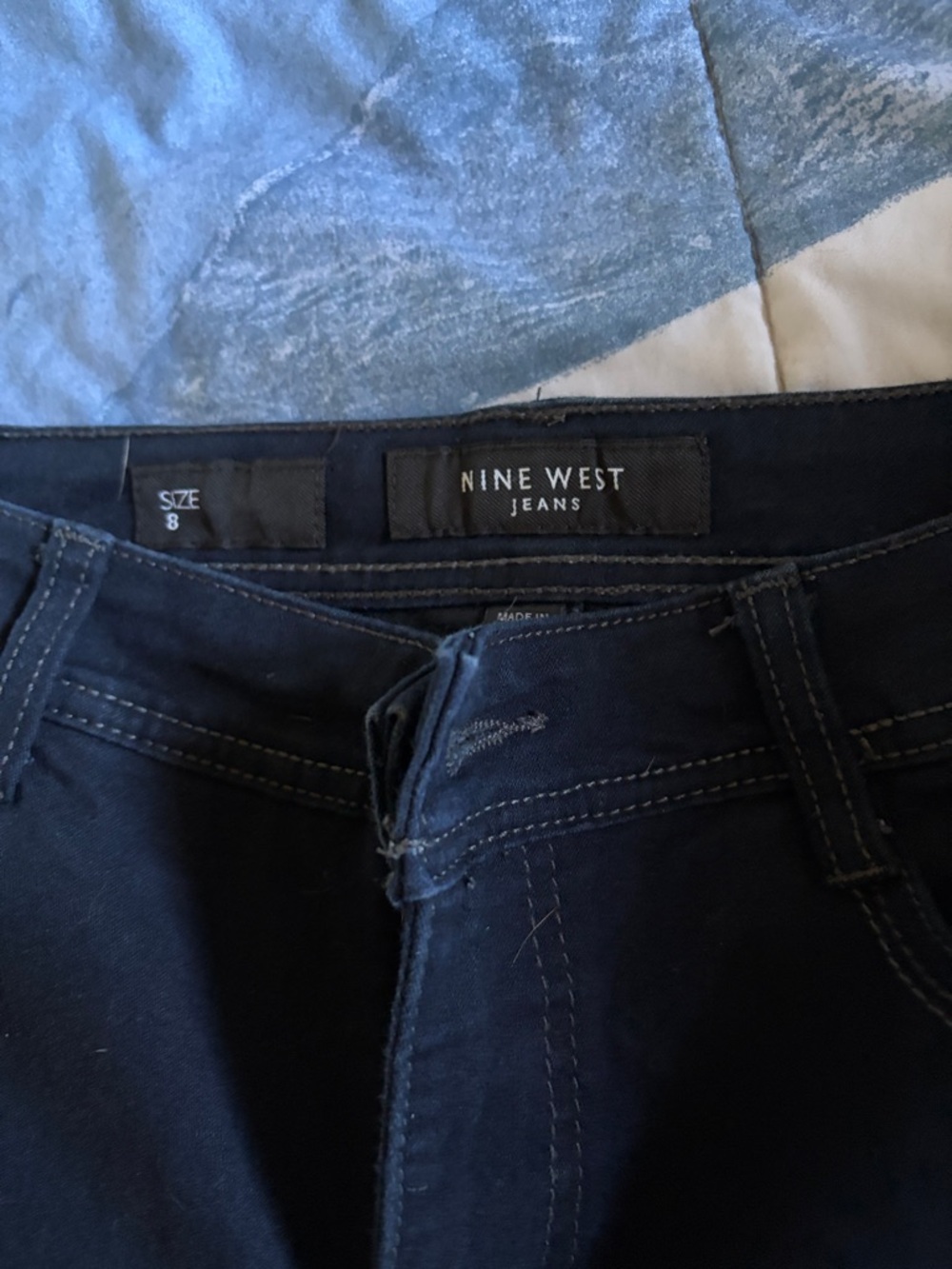 Nine West Navy Straight-Leg Jeans